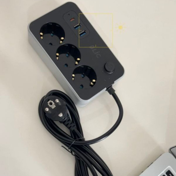Blic Termal Akım Korumalı 3'lü Priz ve USB Şarj İstasyonu - 3