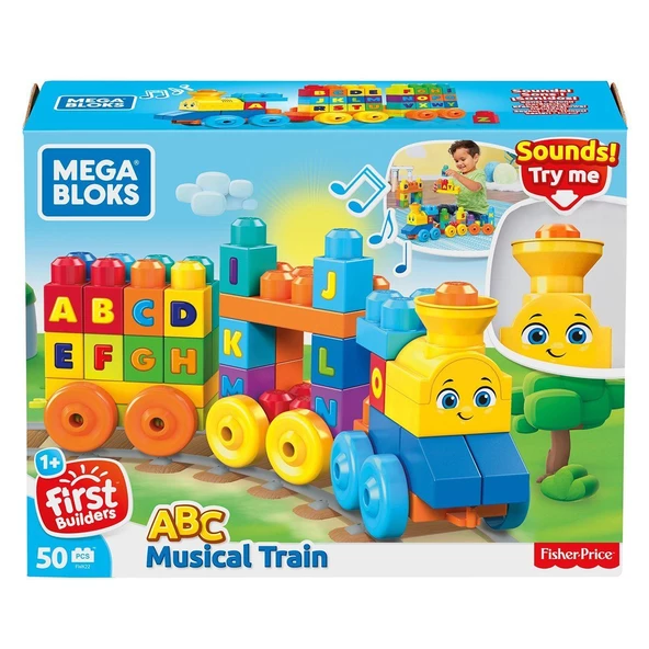 FWK22 Mega™ Bloks, Müzikli Alfabe Treni, 50 parça, +1 yaş - 2