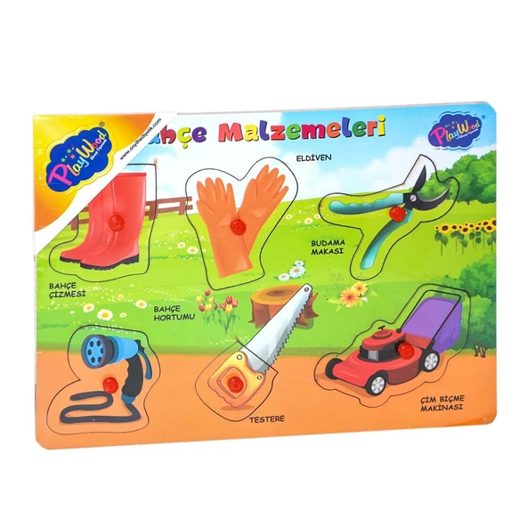 Ahşap Tutmalı Bahçe Malzemeleri Puzzle - Resim 4