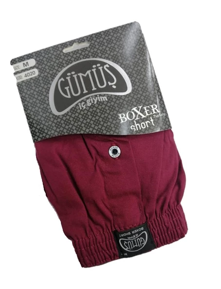 6 lı Paket Gümüş Erkek Penye Boxer Düz Renk Pamuklu Erkek Boxer 4020 - 5