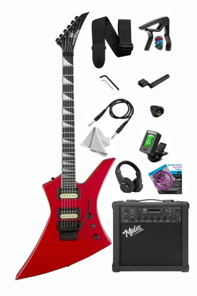 Maxword DG-34RD-25AMP Kelly Kasa Floyde Rose 2x Zebra HH Manyetik 25W Amfili Elektro Gitar ürün görseli 1