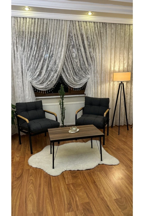 Modern Style Home Modern Avcılar Balkon, Bahçe, Cafe - Metal Kanepe Koltuk Takımı – 2 Tekli + Sehpa