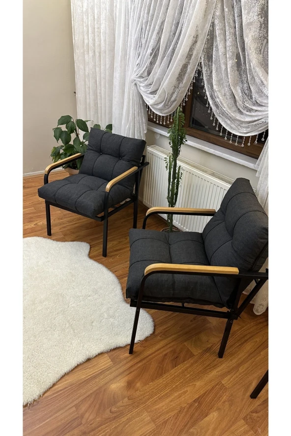 Modern Style Home Modern Avcılar Balkon, Bahçe, Cafe - Metal Kanepe Koltuk Takımı – 2 Tekli - 2