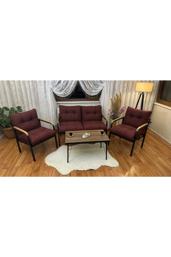 MODERN Erciyes Balkon, Bahçe, Cafe - Metal Kanepe Koltuk Takımı - 2 1 1 Sehpa - 3
