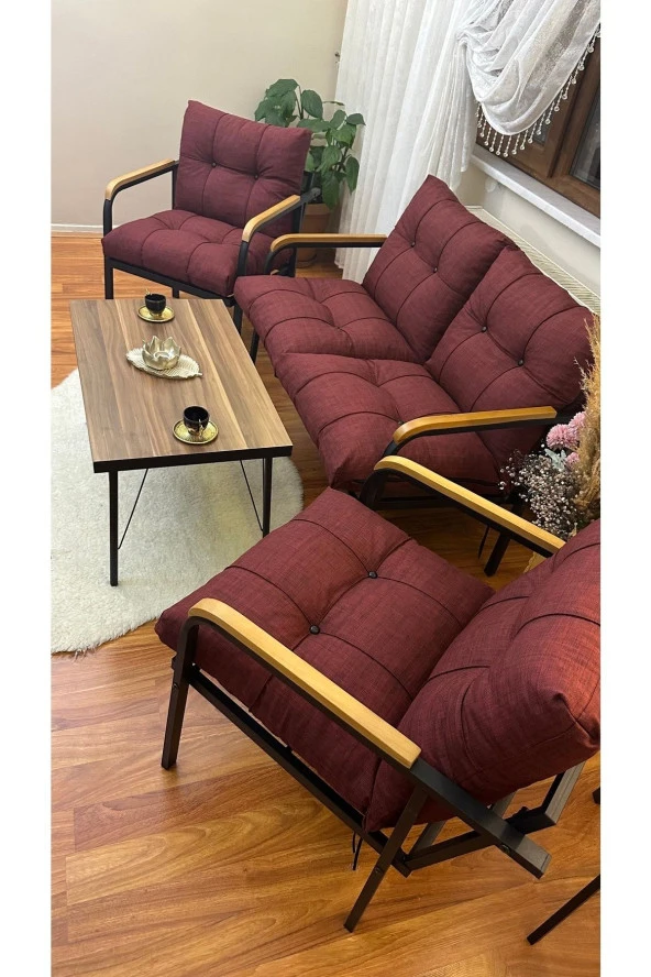 MODERN Erciyes Balkon, Bahçe, Cafe - Metal Kanepe Koltuk Takımı - 2 1 1 Sehpa
