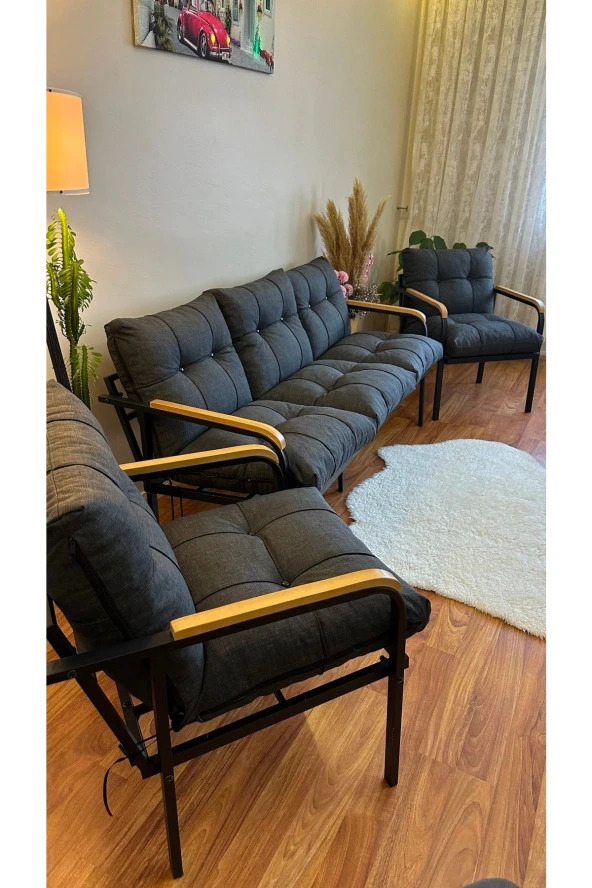 Modern Style Home Modern Avcılar Balkon, Bahçe, Cafe - Metal Kanepe Koltuk Takımı - 3+1+1