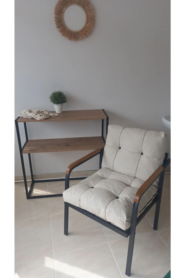 MODERN Mars Balkon, Bahçe, Cafe - Salon - Metal Kanepe Koltuk Takımı - 2+1+1 + Sehpa - 3