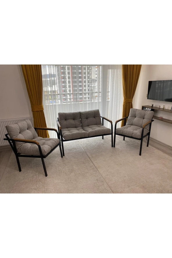MODERN Merkür Balkon, Bahçe, Cafe - Metal Kanepe Koltuk Takımı - 2+1+1