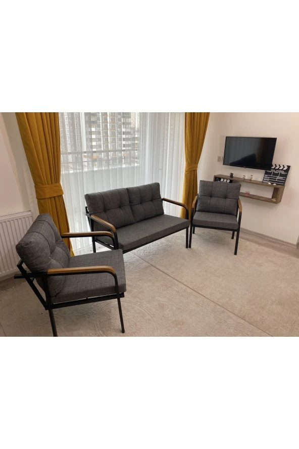 MODERN Venüs Balkon Bahçe Cafe - Metal Kanepe Koltuk Takımı - 2+1+1 - 2