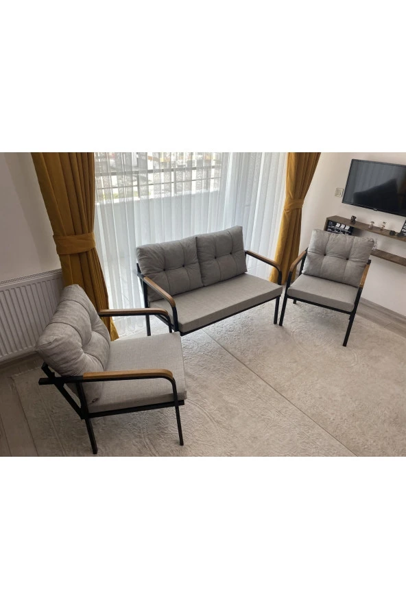 MODERN Güneş Balkon, Bahçe, Cafe - Metal Kanepe Koltuk Takımı - 2+1+1 - 2