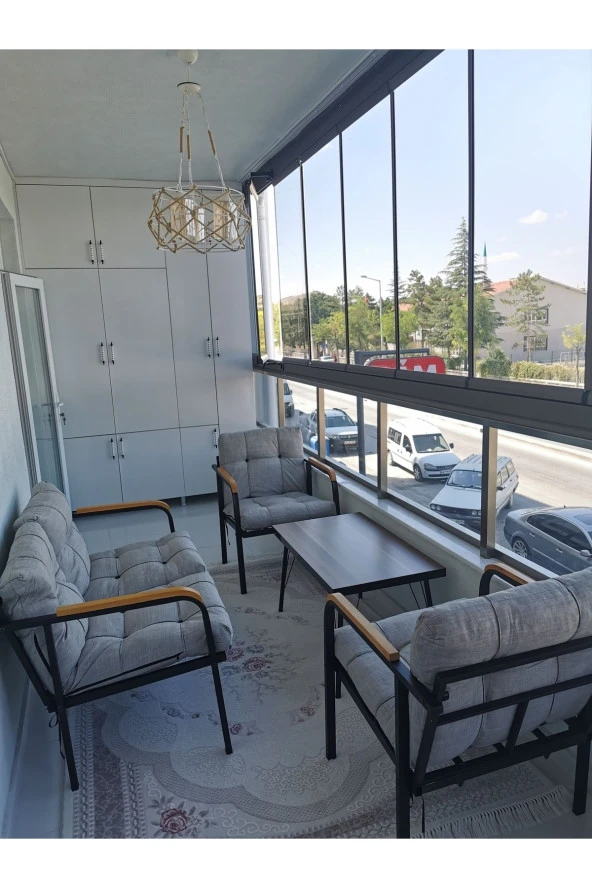 MODERN Mars Balkon, Bahçe, Cafe - Salon - Metal Kanepe Koltuk Takımı - 2+1+1 + Sehpa - 3