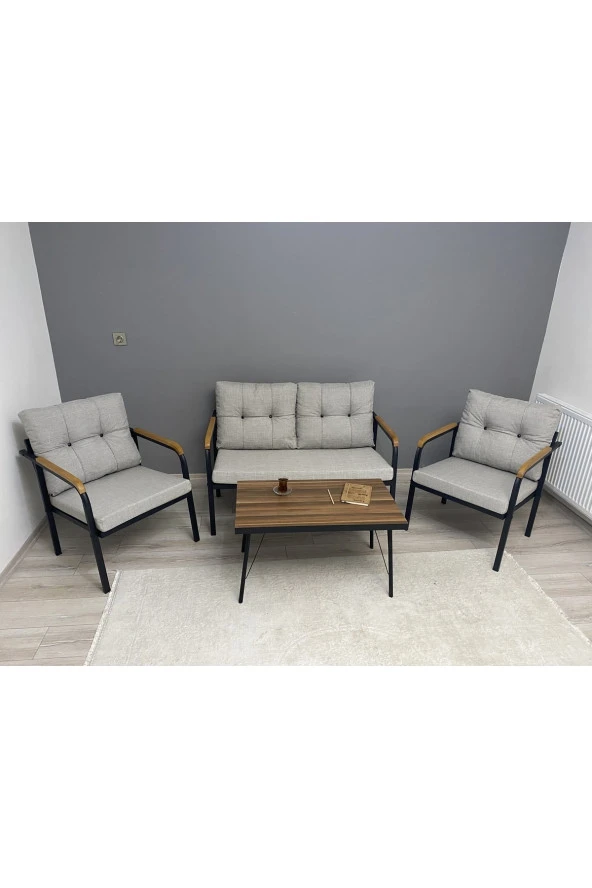 MODERN Güneş Balkon, Bahçe, Cafe - Metal Kanepe Koltuk Takımı - 2+1+1 + Sehpa