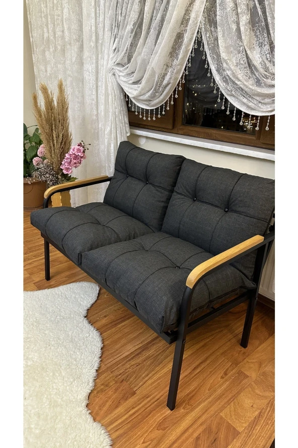 MODERN Uzungöl Balkon, Bahçe, Cafe - Metal Kanepe Koltuk Takımı – 2'li - 2
