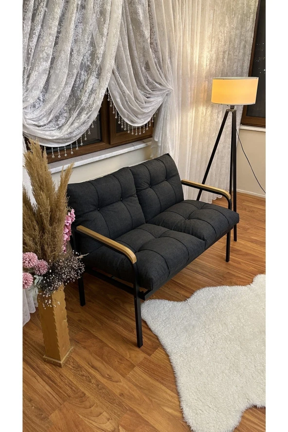 MODERN Uzungöl Balkon, Bahçe, Cafe - Metal Kanepe Koltuk Takımı – 2'li - 3