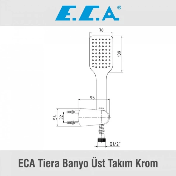 ECA Ankastre Gömme Banyo Bataryası Duş Seti  Tüm Parçalar Dahil 25x25 Başlık - Resim 4