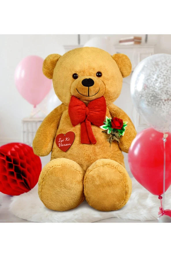 Özgüner 130 Cm Güllü Kalpli Papyonlu Büyük Ayıcık %100 Yerli ürün görseli 1