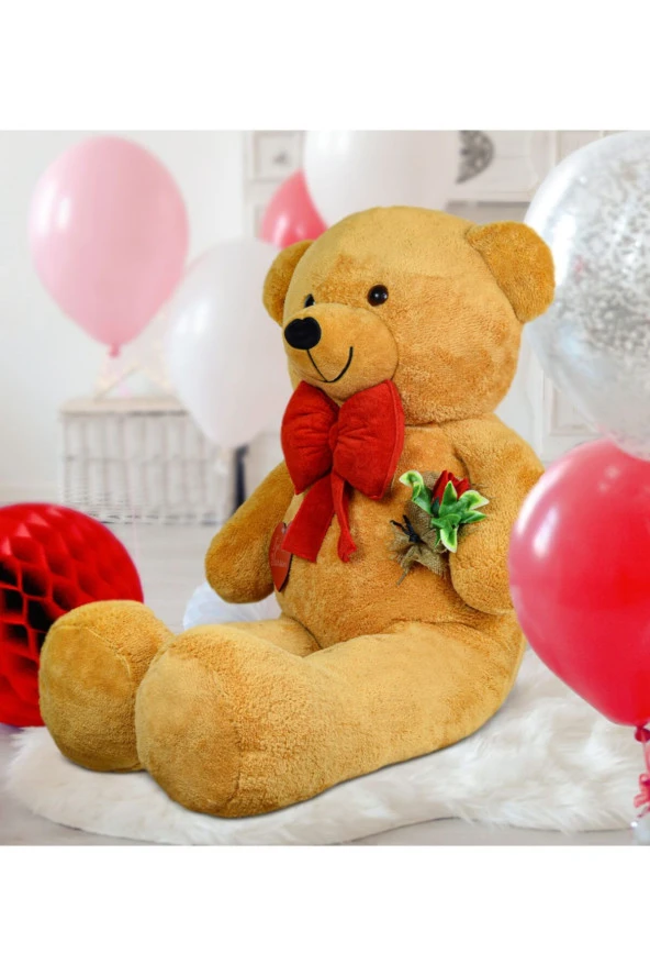 Özgüner 130 Cm Güllü Kalpli Papyonlu Büyük Ayıcık %100 Yerli - Resim 2