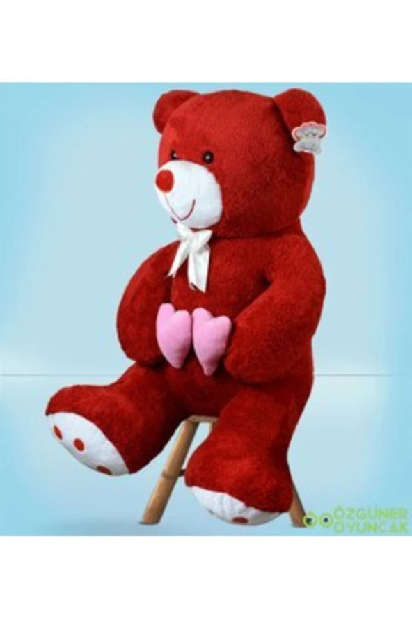 130 Cm Çift Kalp Tutan Peluş Ayı (%100) Yerli - Resim 2