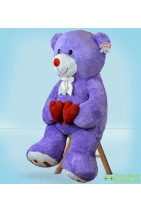 130 Cm Çift Kalp Tutan Peluş Ayı (%100) Yerli - Resim 2