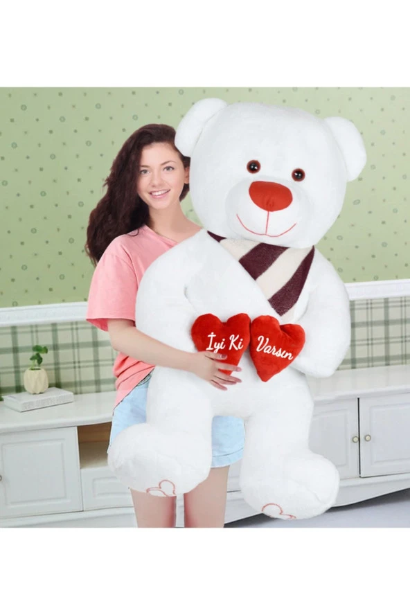 125 Cm Çift Kalp Tutan Iyi Ki Varsın Masum Ayıcık ürün görseli