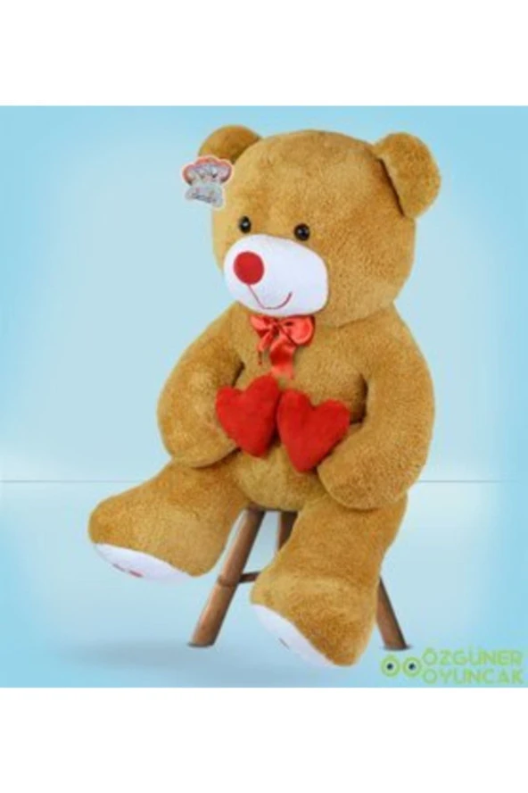 130 Cm Çift Kalp Tutan Peluş Ayı (%100) Yerli - Resim 2