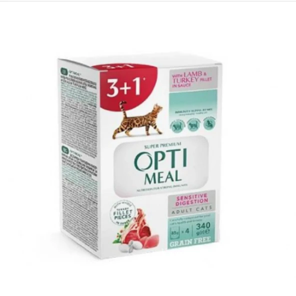 Optimeal Hindi-Kuzu Tahılsız Yaş Kedi Maması 85 Gr 3+1
