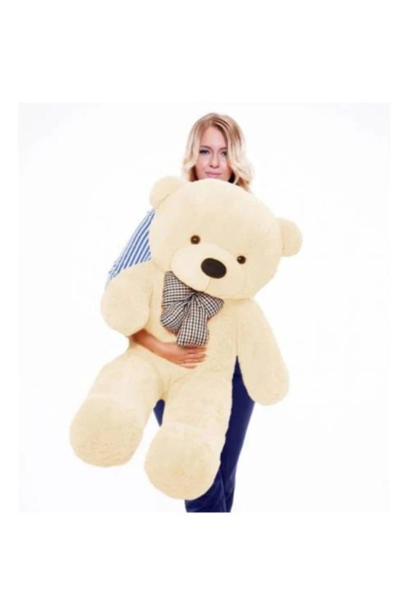 100 Cm Papyonlu Büyük Ayıcık (%100 Yerli) Krem ürün görseli 1