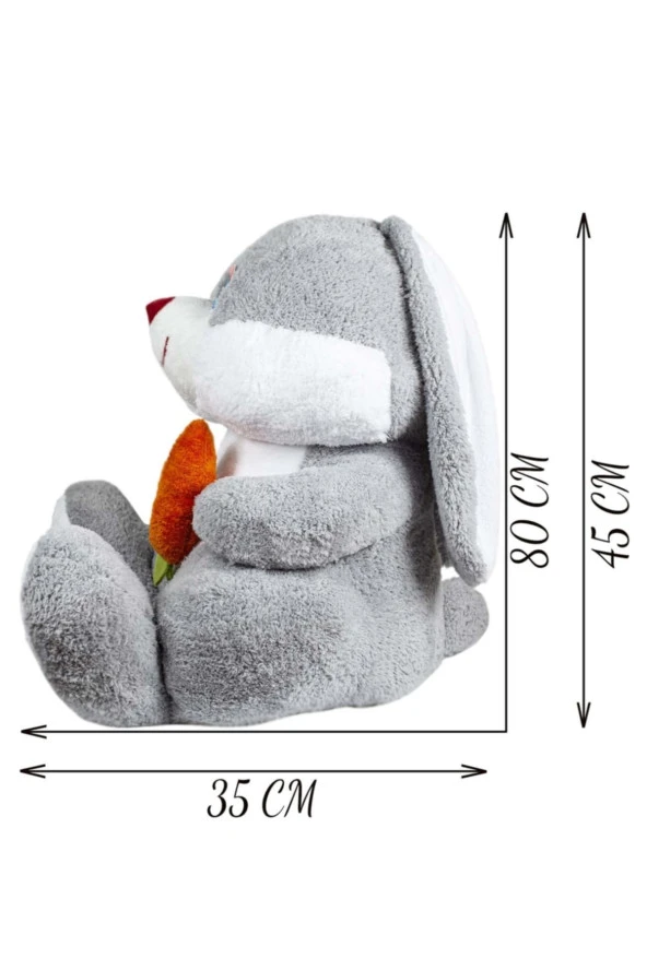 Sevimli 80 Cm Elinde Havuç Tutan Tavşan - 3