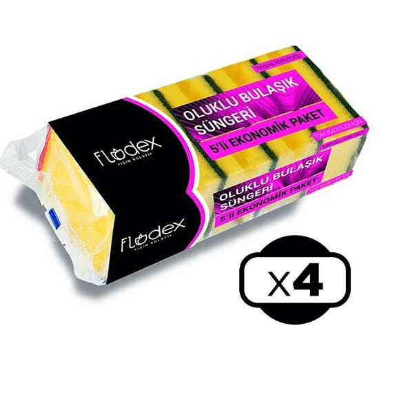 FLODEX Oluklu Bulaşık Süngeri 5’li x 4 Paket - 2