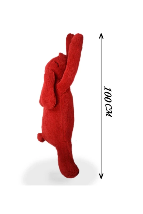 100 Cm Uyku Arkadaşı Sevimli Tavşan Kırmızı (%100 Yerli) - 2