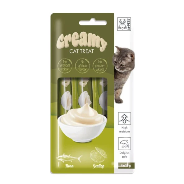 M-Pets Ton Balıklı Deniz Taraklı Creamy Kedi Ödülü 4x15 Gr