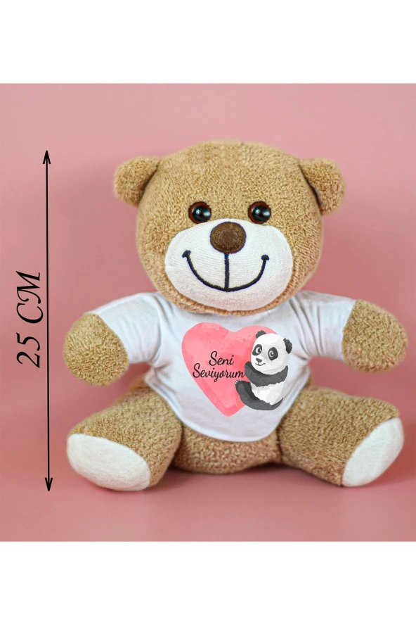 25 Cm Seni Seviyorum Yazılı Çiçek Ayı - Resim 2