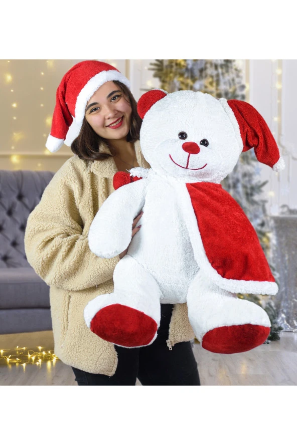 75 Cm Şapkalı Noel Baba Ayıcık Yeni Yıl ,yılbaşı Hediyesi - 1