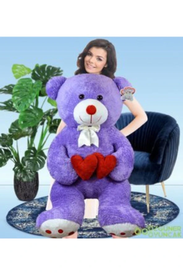 130 Cm Çift Kalp Tutan Peluş Ayı (%100) Yerli ürün görseli