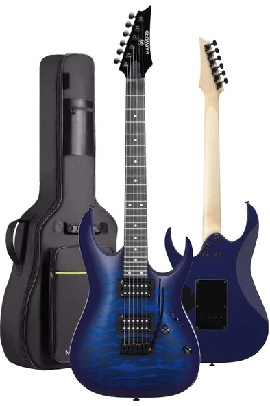 Maxword Grade-ST Blue Rosewood Klavye HH Yüksek Kaliteli Elektro Gitar - Resim 3