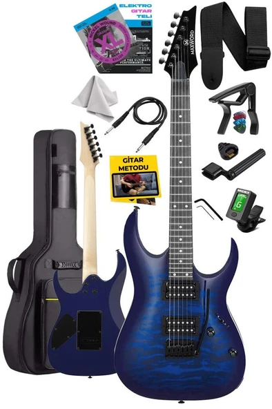 Maxword Grade Blue Rosewood Klavye HH Yüksek Kaliteli Elektro Gitar - Resim 2