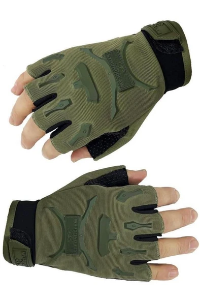 Single Sword Yarım Parmak Taktik Eldiven - Bisiklet Motosiklet Eldiveni - 2