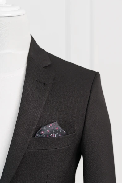 Luigi Diberti Gofre Kumaş Mono Yaka Torba Cepli Çift Yırtmaçlı Slimfit Jogger Takım Elbise - 5