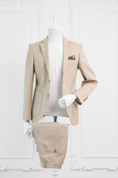 Luigi Diberti Gofre Kumaş Mono Yaka Torba Cepli Çift Yırtmaçlı Slimfit Jogger Takım Elbise - 12