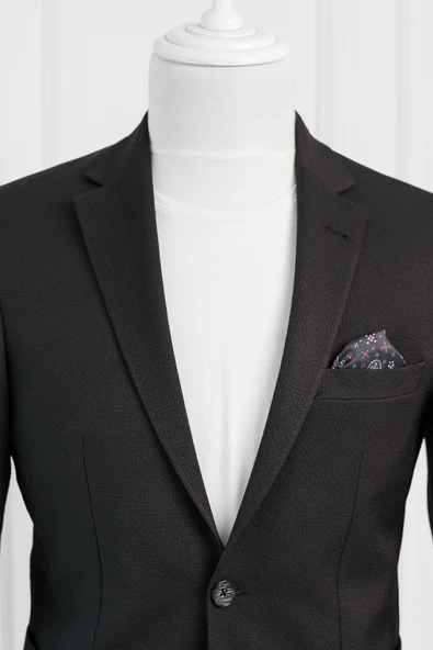 Luigi Diberti Gofre Kumaş Mono Yaka Torba Cepli Çift Yırtmaçlı Slimfit Jogger Takım Elbise - 4