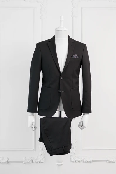 Luigi Diberti Gofre Kumaş Mono Yaka Torba Cepli Çift Yırtmaçlı Slimfit Jogger Takım Elbise - 3