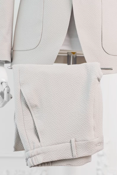 Luigi Diberti Gofre Kumaş Mono Yaka Torba Cepli Çift Yırtmaçlı Slimfit Jogger Takım Elbise - 10