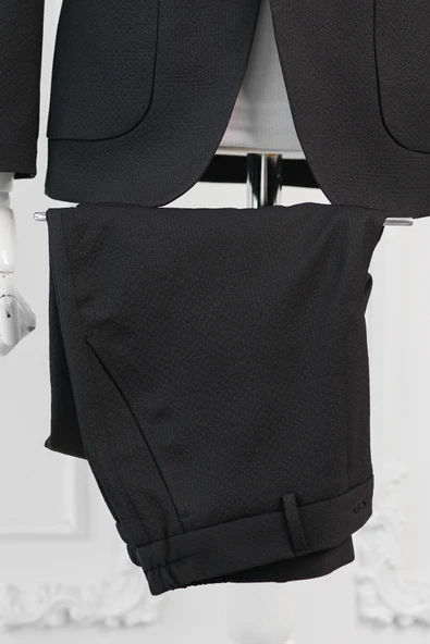 Luigi Diberti Gofre Kumaş Mono Yaka Torba Cepli Çift Yırtmaçlı Slimfit Jogger Takım Elbise - 6