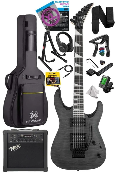 Maxword Grade-25AMP Gray Rosewood Yüksek Kalite Floyde Rose 25W Amfili Elektro Gitar ürün görseli 1