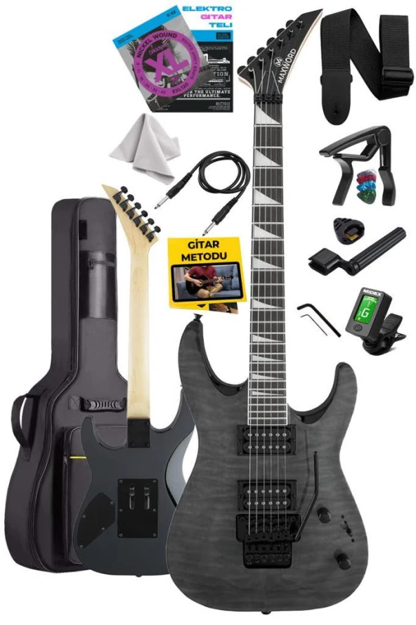 Maxword Grade Gray Rosewood Klavye HH Yüksek Kaliteli Floyde Rose Elektro Gitar - 2