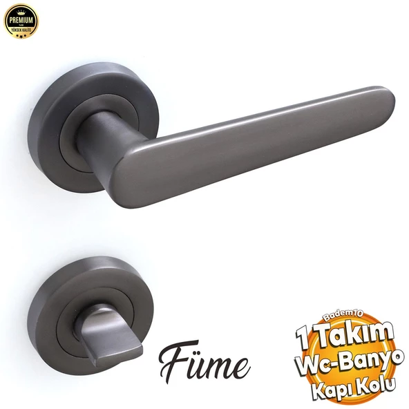 Kayı Füme Wc Banyo Kapı Kolu Daire Rozetli Kapı Kulpu Uyumlu Sağ Sol Uygun Kolları ürün görseli