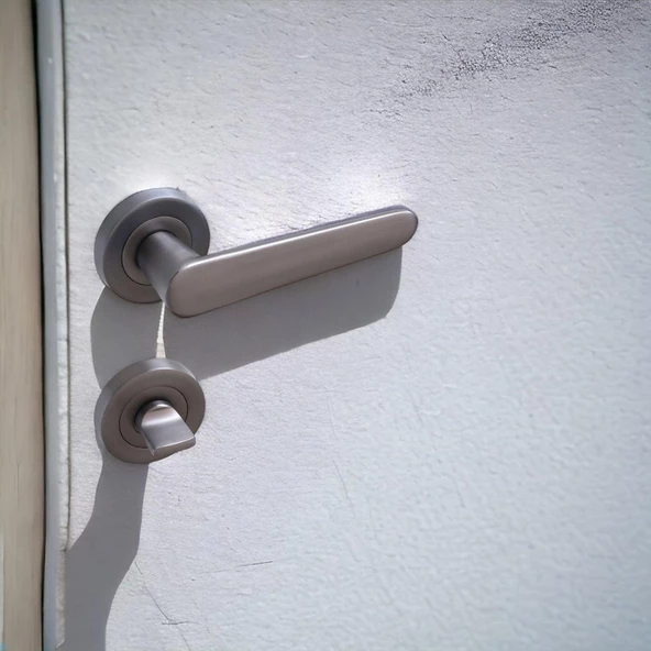 Kayı Füme Wc Banyo Kapı Kolu Daire Rozetli Kapı Kulpu Uyumlu Sağ Sol Uygun Kolları - Resim 5