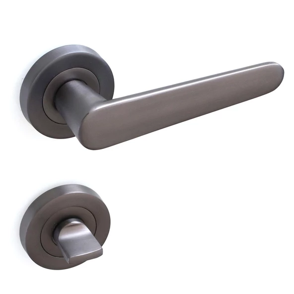 Kayı Füme Wc Banyo Kapı Kolu Daire Rozetli Kapı Kulpu Uyumlu Sağ Sol Uygun Kolları - Resim 2