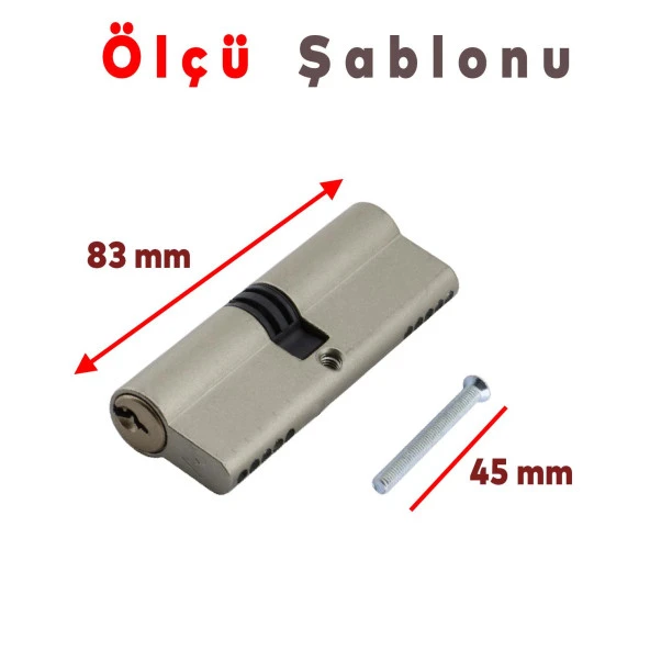 Barel Göbek Kilit Silindir Kapı Emniyet Güvenlik  Kilidi 83 mm 2 Anahtarlı Zamak - 2