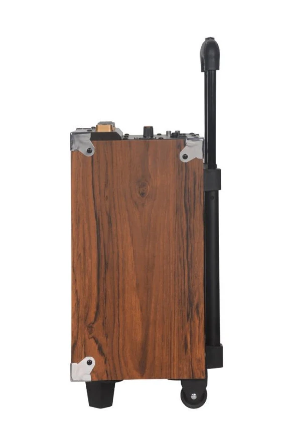 Torima B-Q12 Mikrofonlu Kumandalı Taşınabilir Tekerlekli Bluetooth Hoparlör Kahverengi - Resim 2